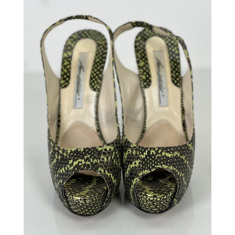Brian Atwood Platform Python Embossed Leather Yel… - image 4